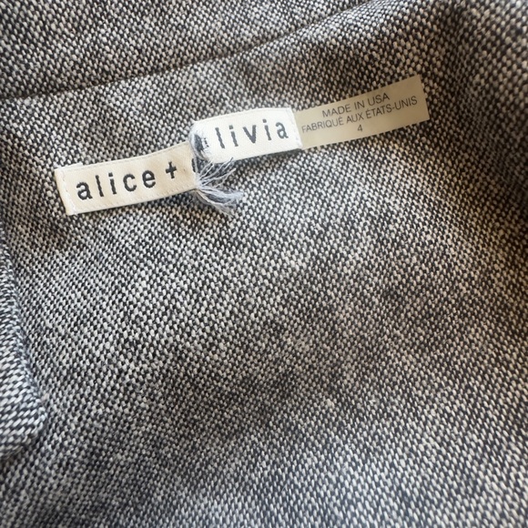 Alice + Olivia grey tweed blazer with black leather trims Size 4 - Picture 3 of 6